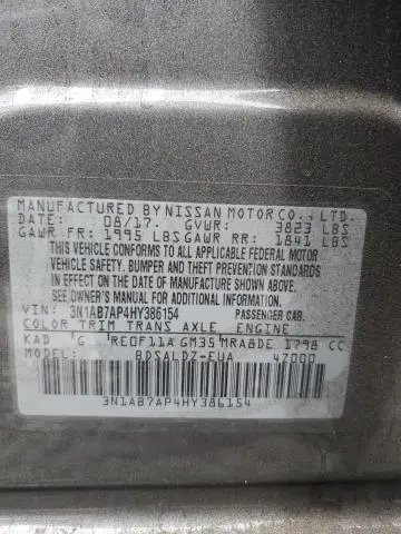 2017 NISSAN SENTRA S  