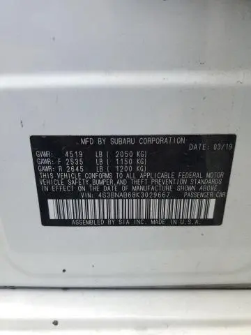 2019 SUBARU LEGACY 2.5I  