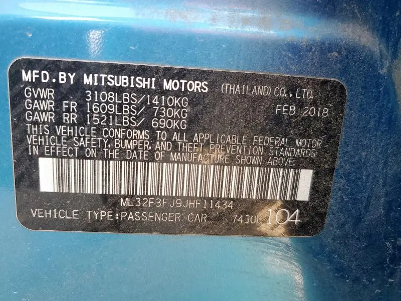 2018 MITSUBISHI MIRAGE G4 ES  