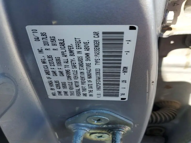 2010 HONDA ACCORD LX  