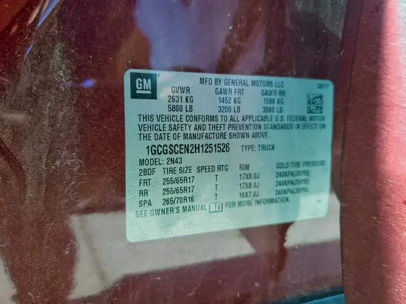 2017 CHEVROLET COLORADO LT  