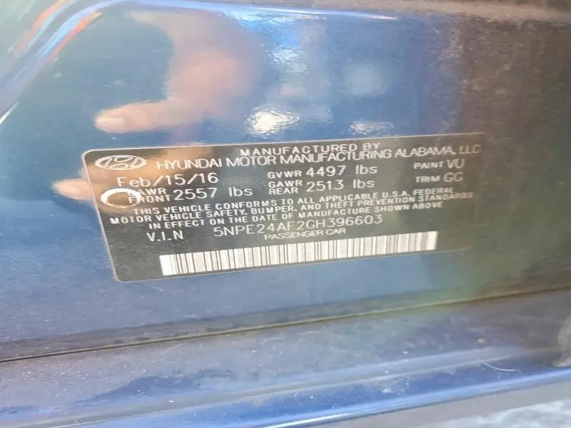 2016 HYUNDAI SONATA SE  
