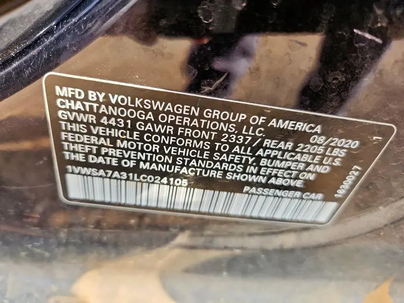 2020 VOLKSWAGEN PASSAT SE