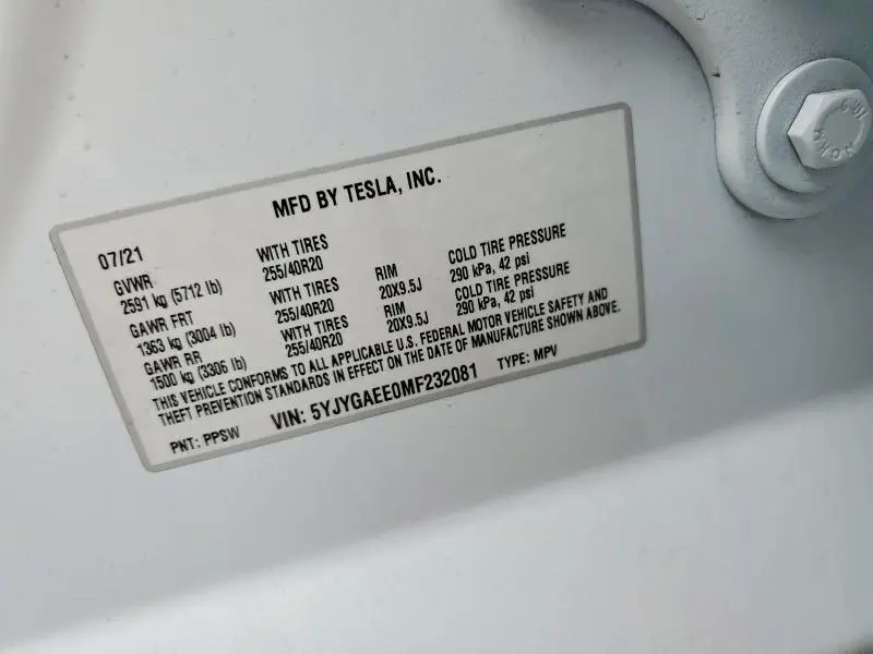 2021 TESLA MODEL Y   