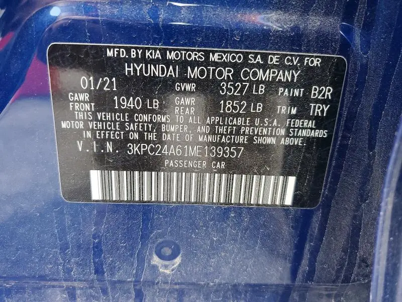2021 HYUNDAI ACCENT SEL  