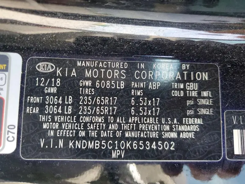 2019 KIA SEDONA LX  