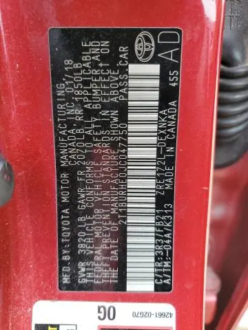 2018 TOYOTA COROLLA L  