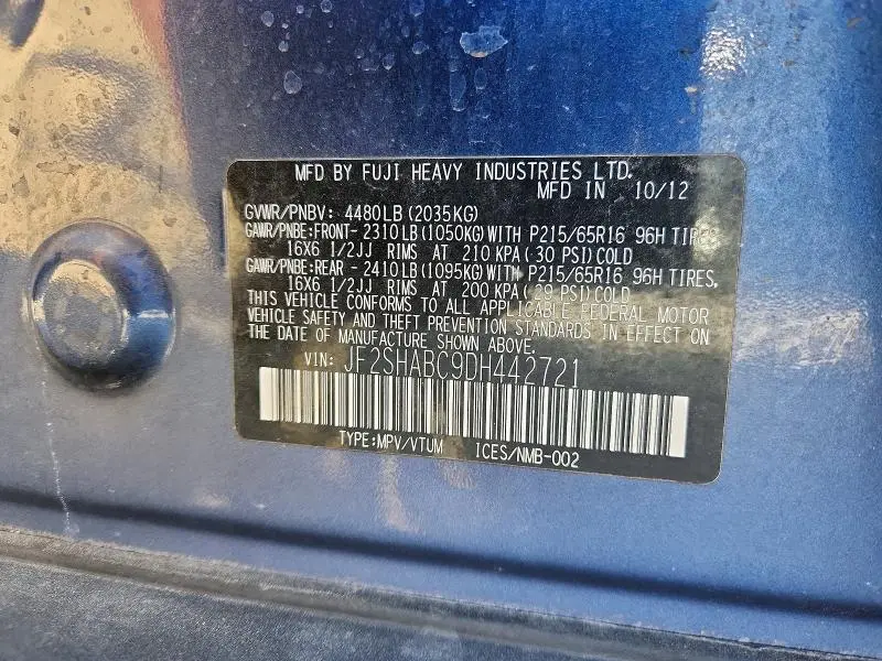 2013 SUBARU FORESTER 2.5X  