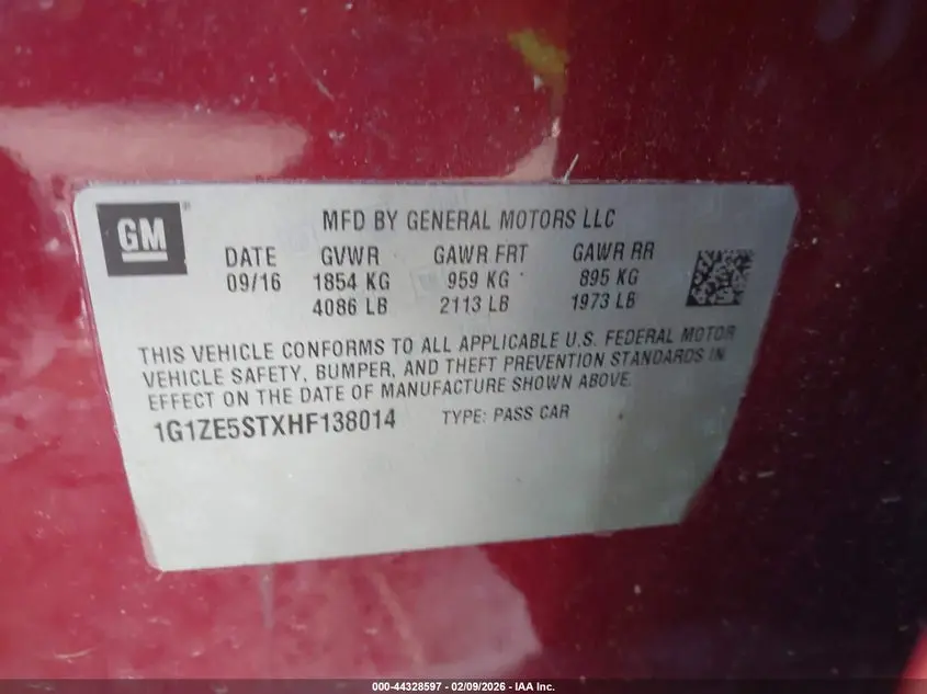 2017 CHEVROLET MALIBU 1LT