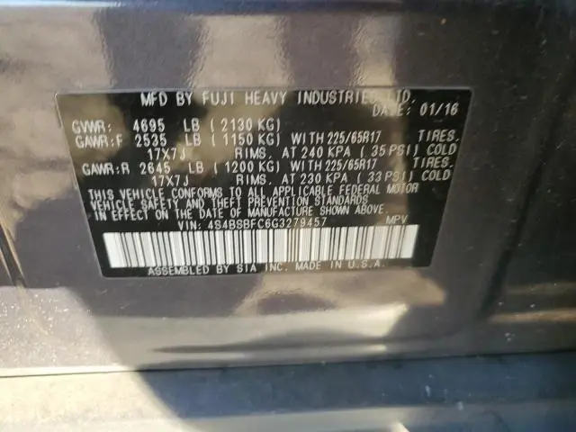 2016 SUBARU OUTBACK 2.5I PREMIUM  