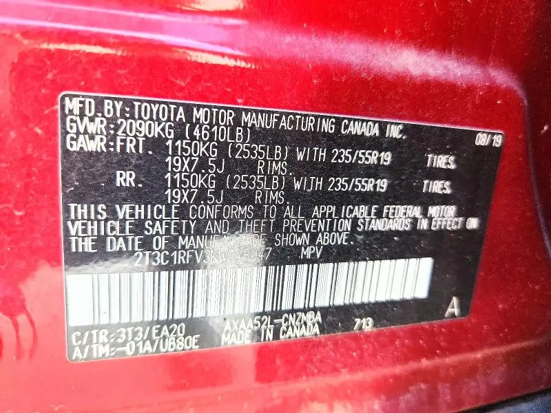 2019 TOYOTA RAV4 XLE PREMIUM  