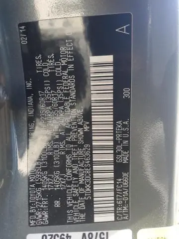 2014 TOYOTA SIENNA LE  