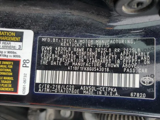 2016 TOYOTA CAMRY LE  