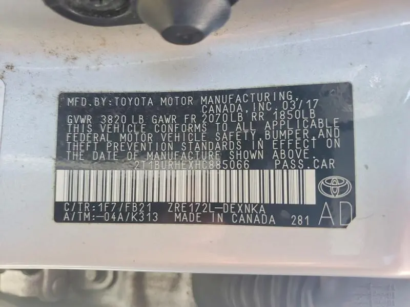 2017 TOYOTA COROLLA LE  
