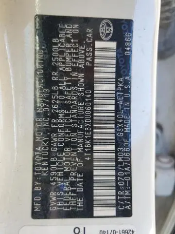 2013 TOYOTA AVALON BASE  