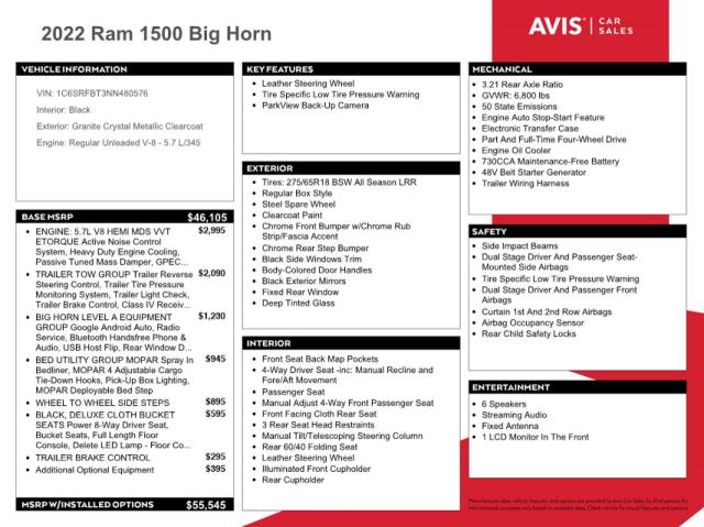 2022 RAM 1500 BIG HORN/LONE STAR