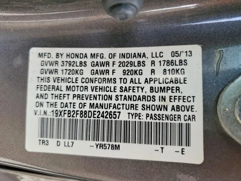 2013 HONDA CIVIC EX  