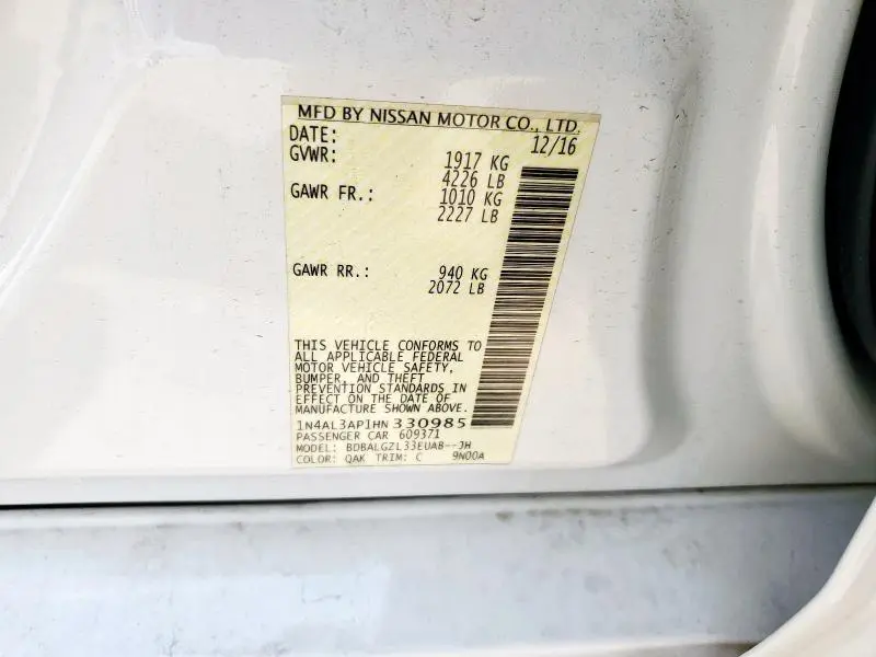 2017 NISSAN ALTIMA 2.5  