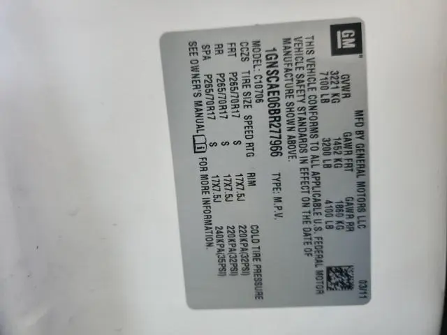 2011 CHEVROLET TAHOE C1500 LS  