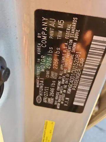 2012 HYUNDAI GENESIS 3.8L  