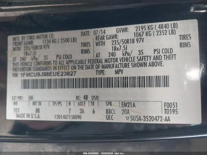 2014 FORD ESCAPE TITANIUM