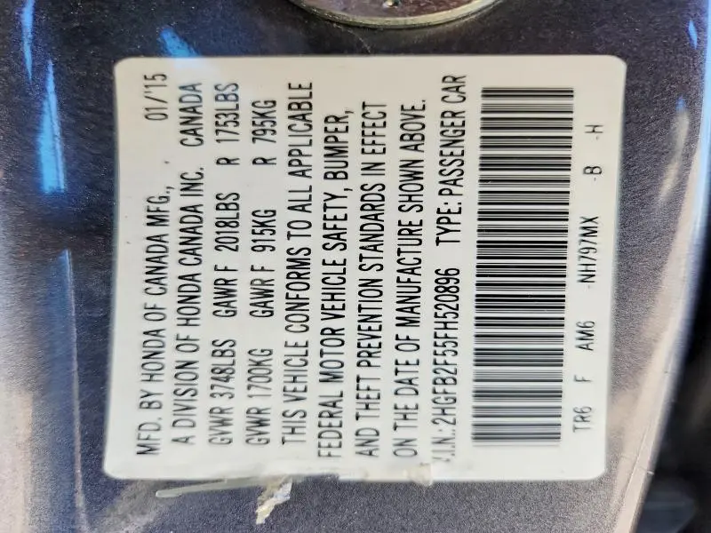 2015 HONDA CIVIC LX  