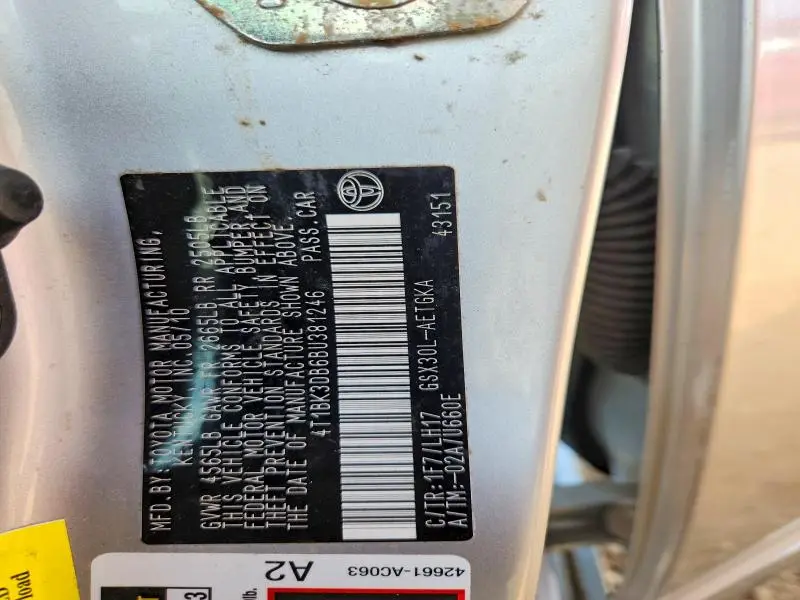 2011 TOYOTA AVALON BASE  