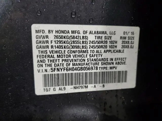 2016 HONDA PILOT ELITE  
