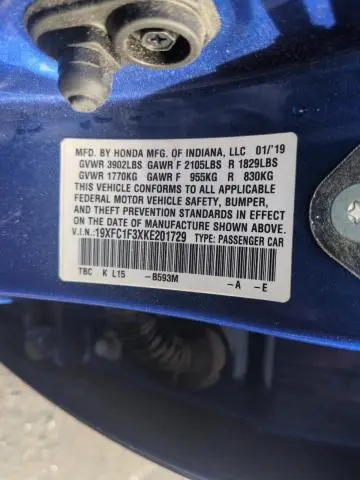 2019 HONDA CIVIC EX