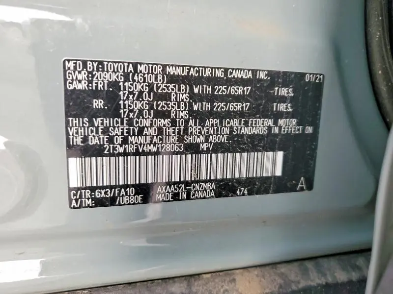 2021 TOYOTA RAV4 XLE  