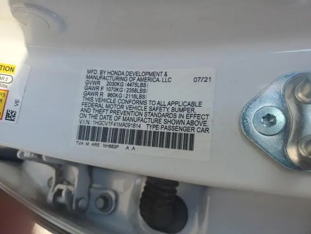 2021 HONDA ACCORD SPORT SE  