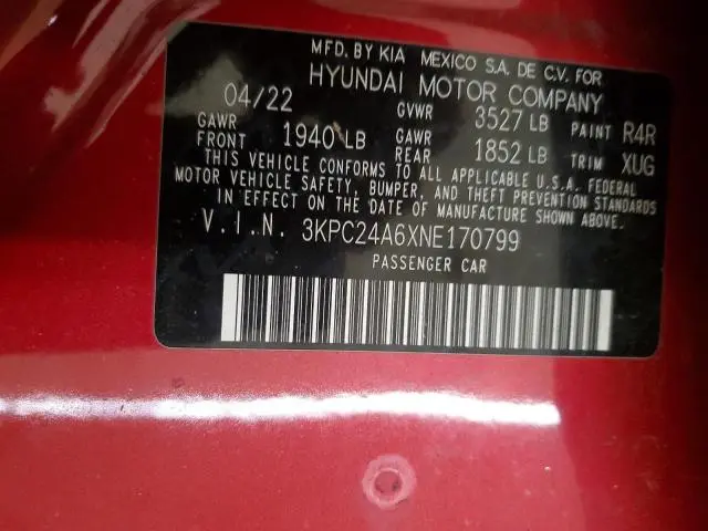 2022 HYUNDAI ACCENT SE  