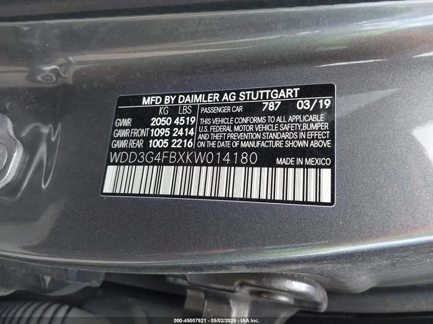 2019 MERCEDES-BENZ A 220 4MATIC
