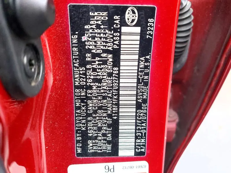 2015 TOYOTA CAMRY LE  