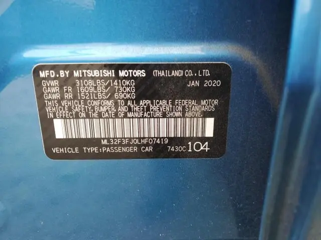 2020 MITSUBISHI MIRAGE G4 ES  