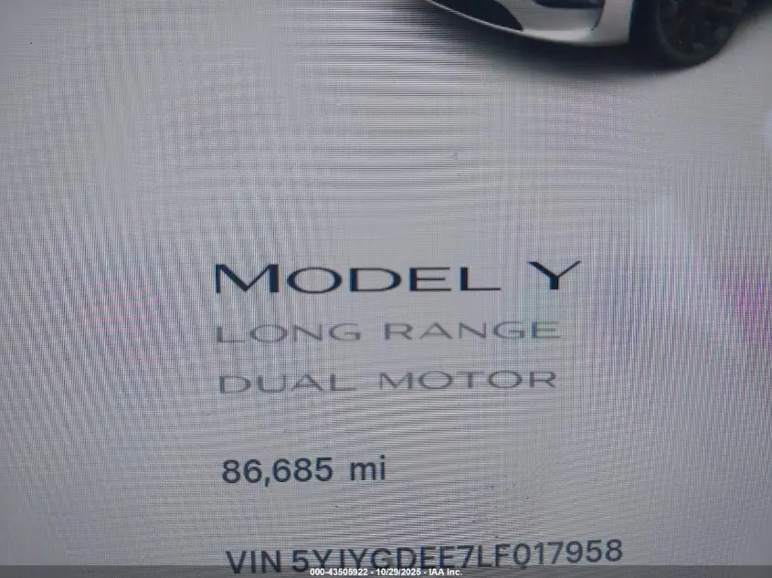 2020 TESLA MODEL Y LONG RANGE DUAL MOTOR ALL-WHEEL DRIVE