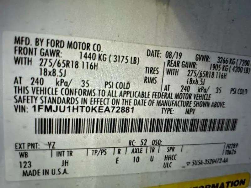 2019 FORD EXPEDITION XLT  