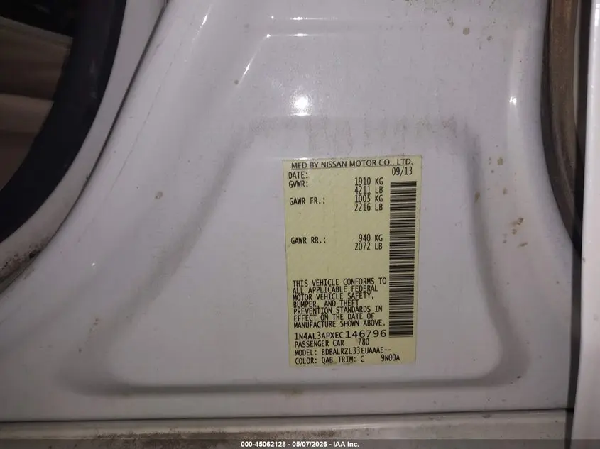 2014 NISSAN ALTIMA 2.5 S