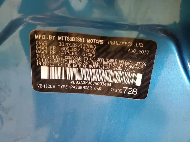 2018 MITSUBISHI MIRAGE ES  