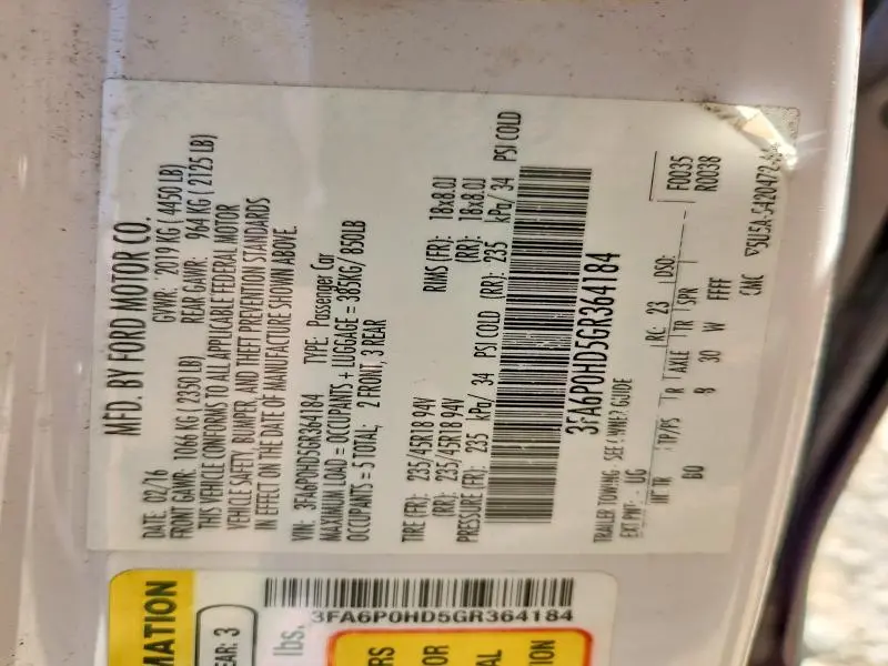 2016 FORD FUSION SE  