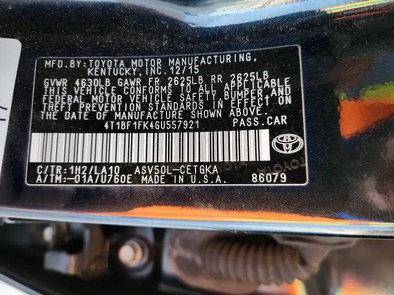 2016 TOYOTA CAMRY XLE  