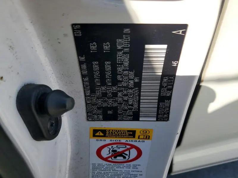 2016 TOYOTA HIGHLANDER XLE  