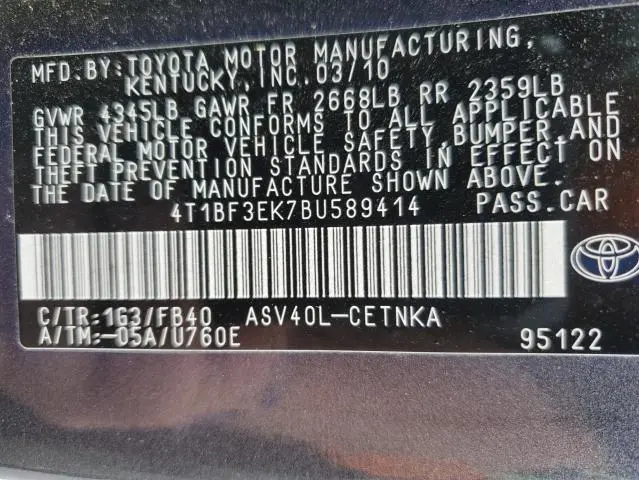 2011 TOYOTA CAMRY BASE  