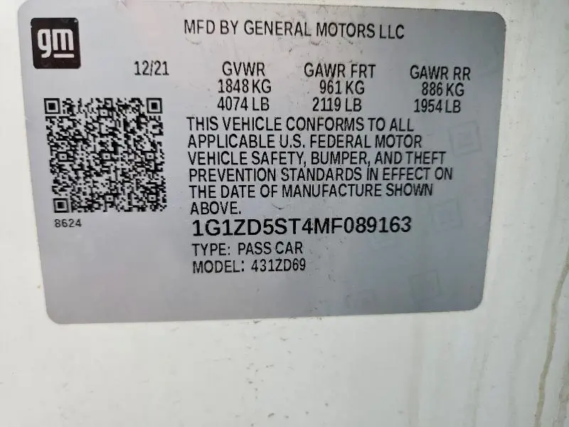 2021 CHEVROLET MALIBU LT  