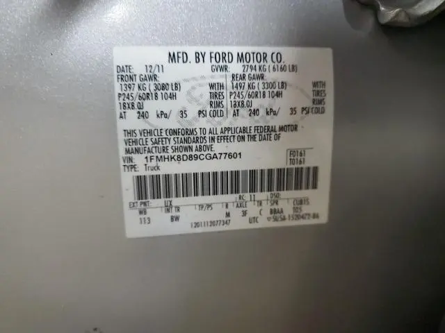 2012 FORD EXPLORER XLT  