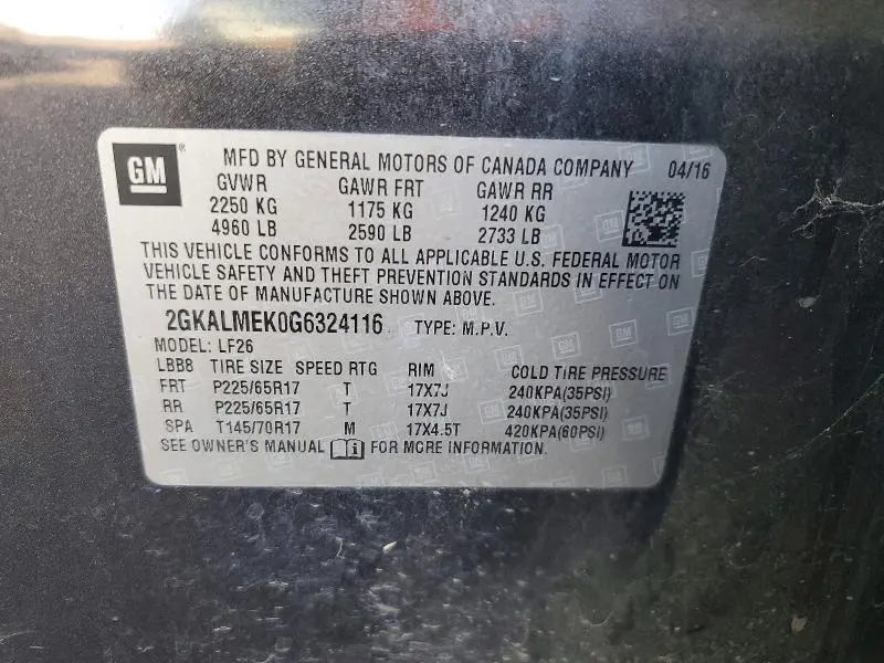 2016 GMC TERRAIN SLE  