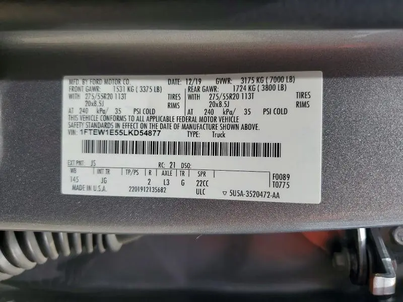 2020 FORD F150 SUPERCREW  