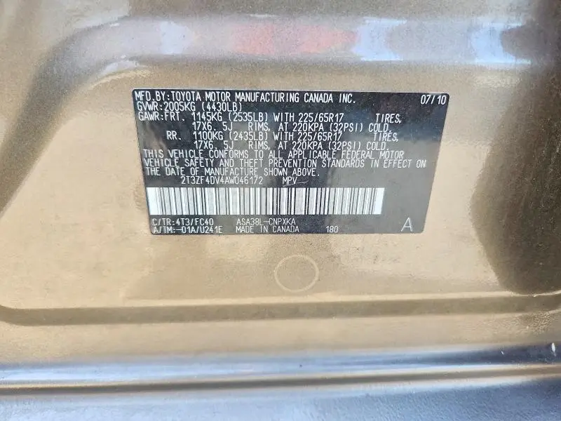 2010 TOYOTA RAV4 BASE  