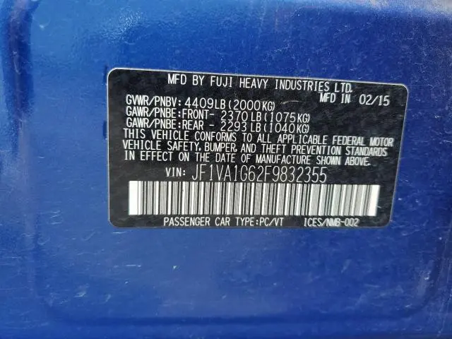 2015 SUBARU WRX LIMITED  