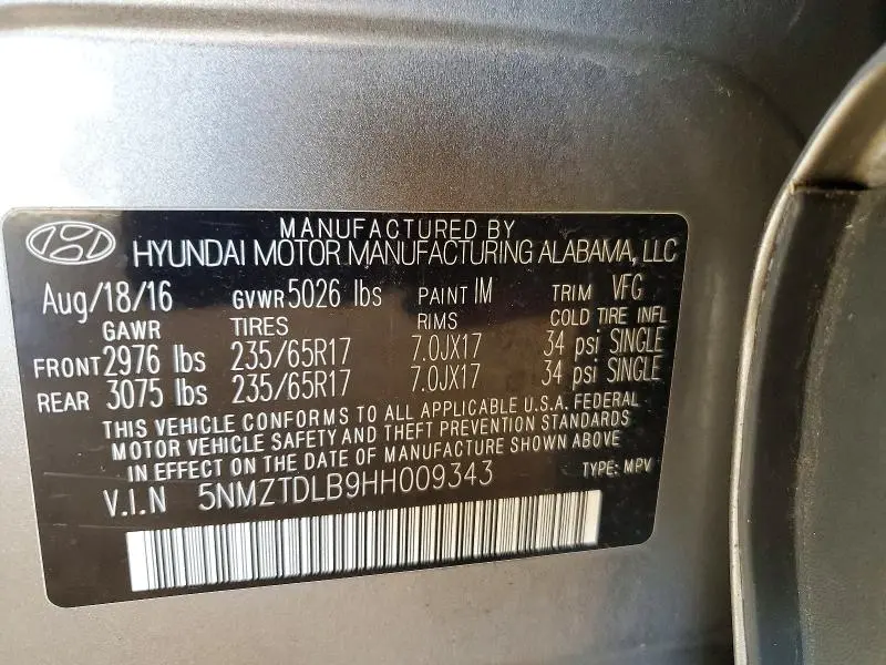 2017 HYUNDAI SANTA FE SPORT   